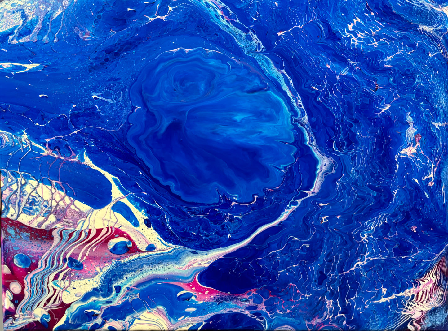 "Breach" Original Fluid Art Acrylic Painting, Abstract Ocean